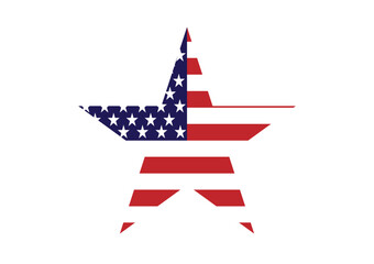 United State Flag USA Star Shaped White background