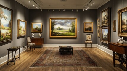 Fototapeta premium A curated art gallery room within a home
