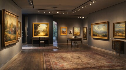 A curated art gallery room within a home