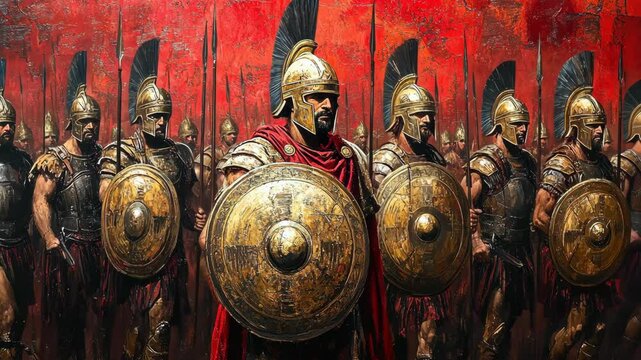 A painting depicting a Roman legion in full battle armor