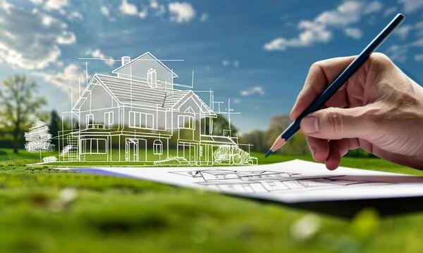 Architect Drawing a House Plan