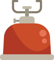 This illustration features a red camping stove, perfect for representing outdoor cooking during camping trips