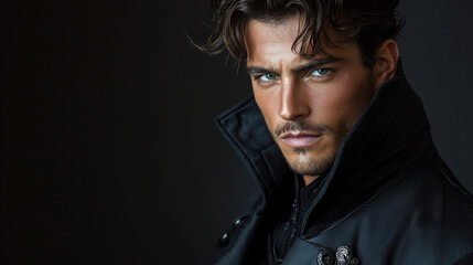 Handsome Man in Black Leather Jacket