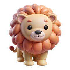 Obraz premium Cute cartoon lion toy character with fluffy mane and friendly expression 