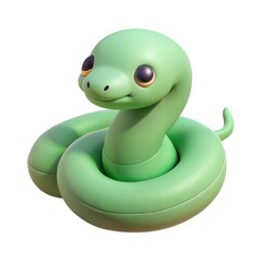 Fototapeta premium Playful green cartoon snake with a cheerful expression on a white background