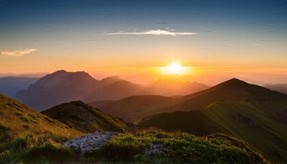 Obraz premium Copy space text, sunset over the mountains, mountains landscape at sunset or sunrise