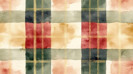 Colorful plaid watercolor pattern in soft hues for textile or background design