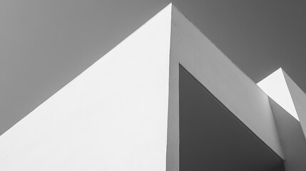 A minimalistic abstract wallpaper showcasing the elegance of modernist architecture, featuring clean lines and geometric shapes captured with a prime lens, rendered in a soothing desaturated color pal