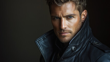Obraz premium Confident Man in Leather Jacket