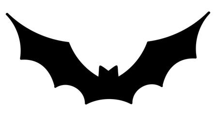 Black silhouette of a bat for Halloween isolated on transparent background. Vector illustration