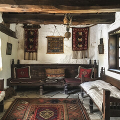 Transylvania, Romania - June 2018: Traditional saxon house interior of the german saxons