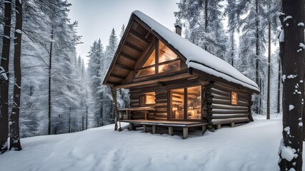 cabin with winter