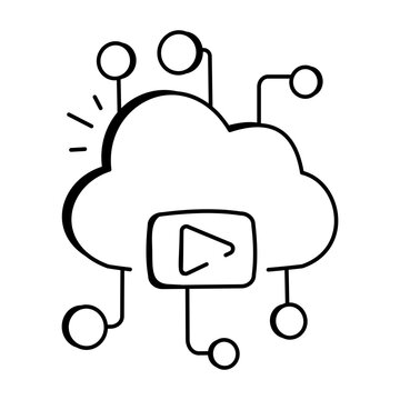 Cloud video icon in drawing style 

