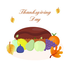 Thanksgiving Banner with pie and fruits