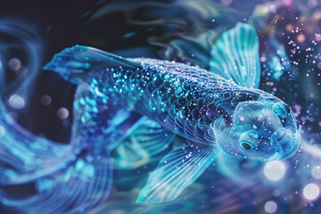 Astrological composition with concept of Pisces zodiac sign symbol