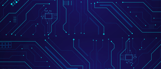 Vector technology background. A circuit board or computer motherboard in light blue.