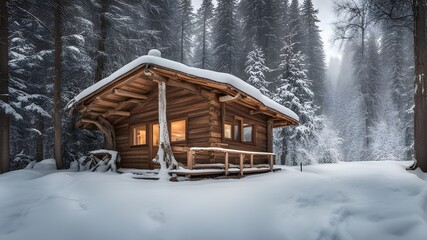 cabin with winter
