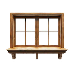 Elegant Wooden Window Sill with Blank Frames on Transparent Background