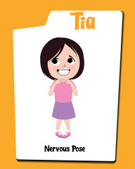 A little girl nervous vector cartoon character clipart