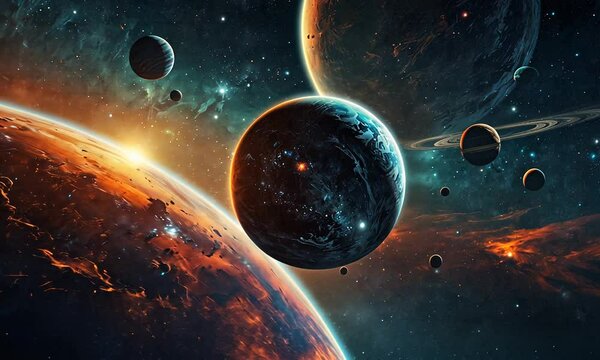 Abstract planets and space background