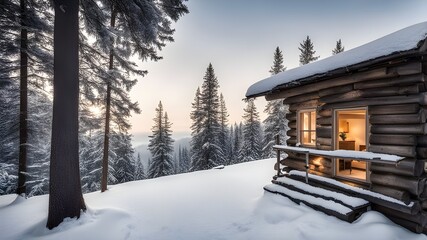 Fototapeta premium cabin with winter