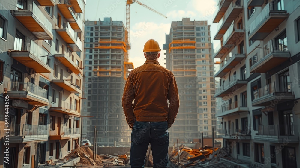 Aufkleber An architect standing on a building site.