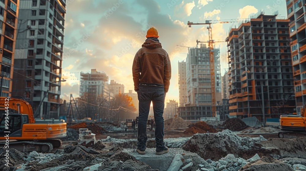 Aufkleber An architect standing on a building site.