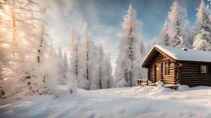 cabin with winter