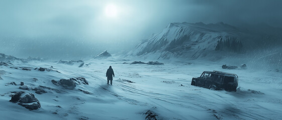 Icy Wasteland with Severe Blizzards and Isolation