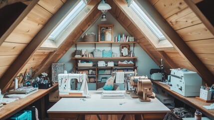 A quaint attic retreat turned into a craft workspace