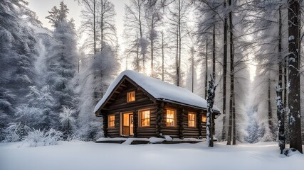 cabin with winter