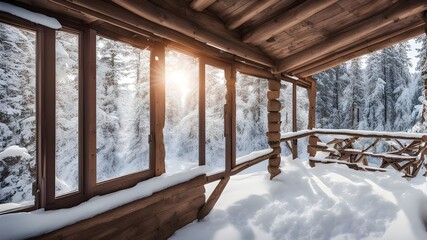 Fototapeta premium cabin with winter