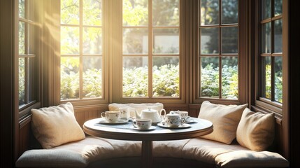Fototapeta premium A quaint breakfast nook with a bay window