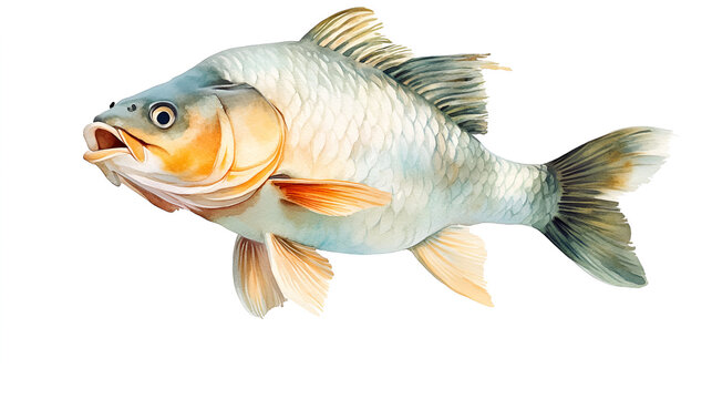 recommend clip art: Watercolor Illustration of a Carp