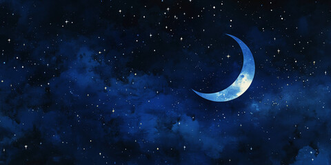 Naklejka premium Tranquil Night Sky with Deep Navy Blue and Stars