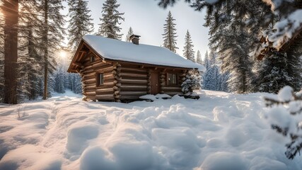 cabin with winter