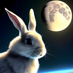 A rabbit who wants to go to the moon