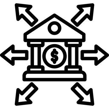 bank building with arrows pointing outwards clip art preview