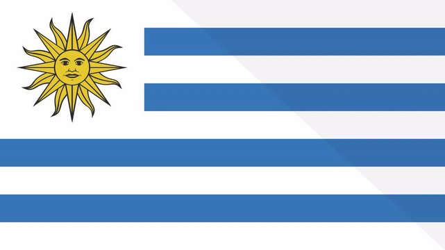 Animation of the appearance and disappearance of a flat flag 2D Uruguay
