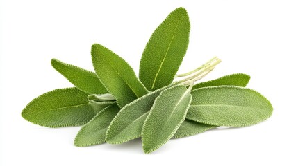Obraz premium Sage Leaves Bundle Isolated on White Generative AI