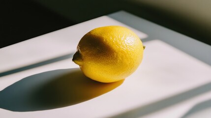 A Single Lemon on a White Surface