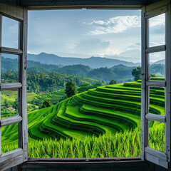 landscape nature view background. view from window at a wonderful landscape nature