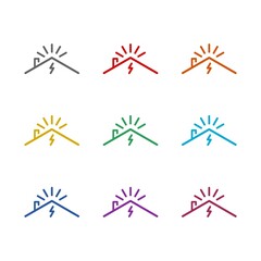 House with solar panel icon isolated on white background. Set icons colorful