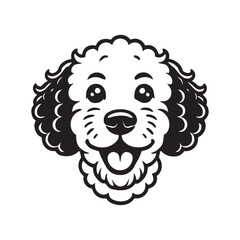 Dog Head Logo - Dog Vector illustration in black and white - Lagotto Romagnolo Dog Face Clipart 
