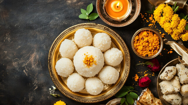 Bhai Dooj offering featuring a plate of Rasgulla sweets