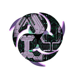 3d purple futuristic hardsurfface mecha