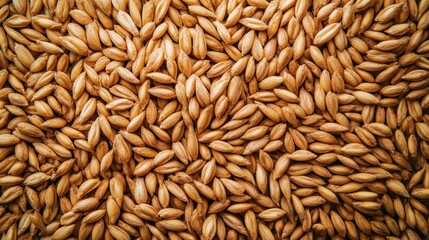 Close-up view of a pile of barley grains with detailed texture, highlighting the natural and unprocessed agricultural product.
