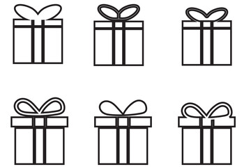 Gift box icon. Gift wrapping symbol. Surprising gift box signs, vector illustration