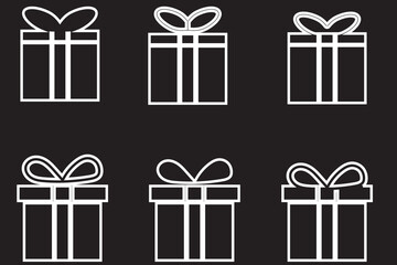 Gift box icon. Gift wrapping symbol. Surprising gift box signs, vector illustration