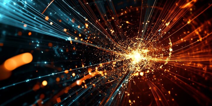 a Higgs boson decay event, with resulting particles detected and analyzed, demonstrating the Standard Model in action.
